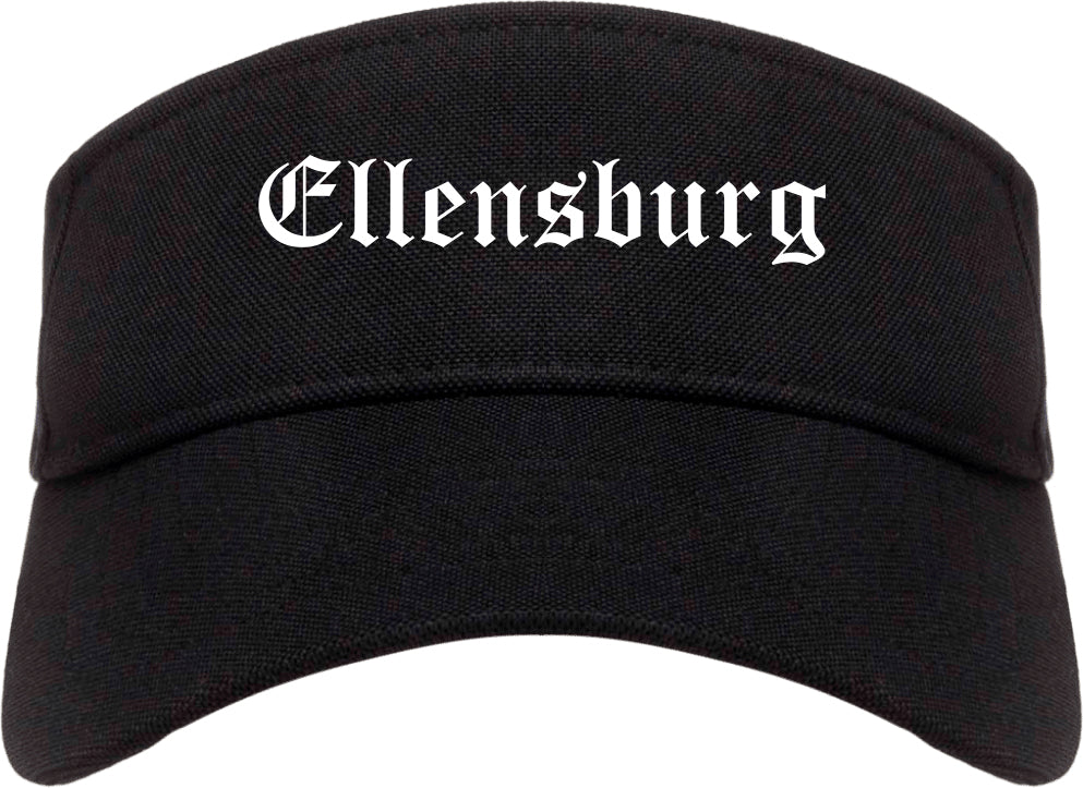 Ellensburg Washington WA Old English Mens Visor Cap Hat Black