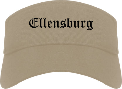Ellensburg Washington WA Old English Mens Visor Cap Hat Khaki
