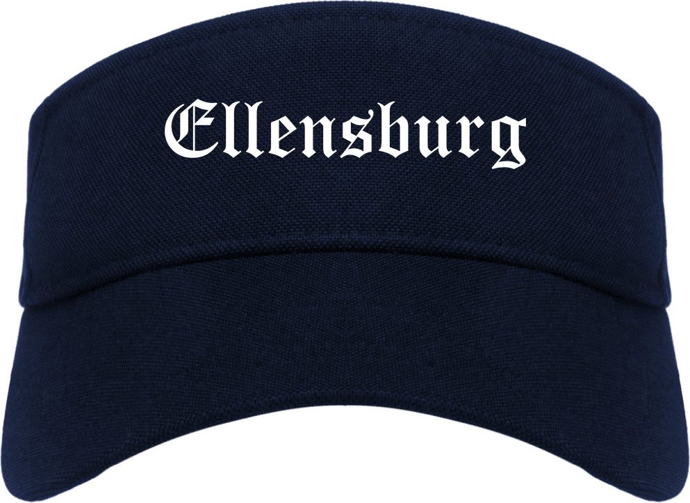 Ellensburg Washington WA Old English Mens Visor Cap Hat Navy Blue