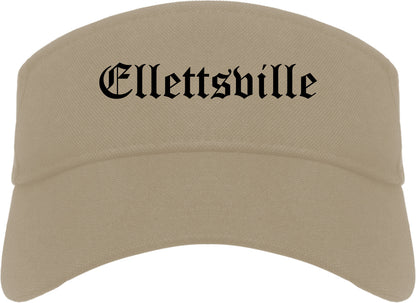 Ellettsville Indiana IN Old English Mens Visor Cap Hat Khaki