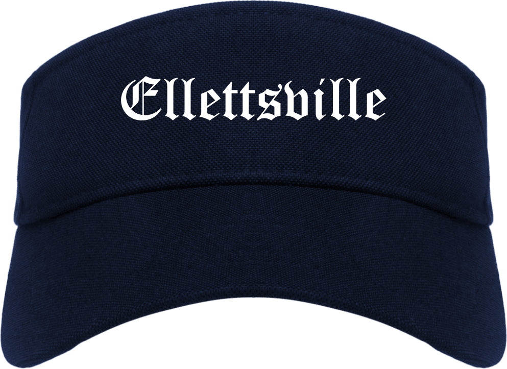 Ellettsville Indiana IN Old English Mens Visor Cap Hat Navy Blue