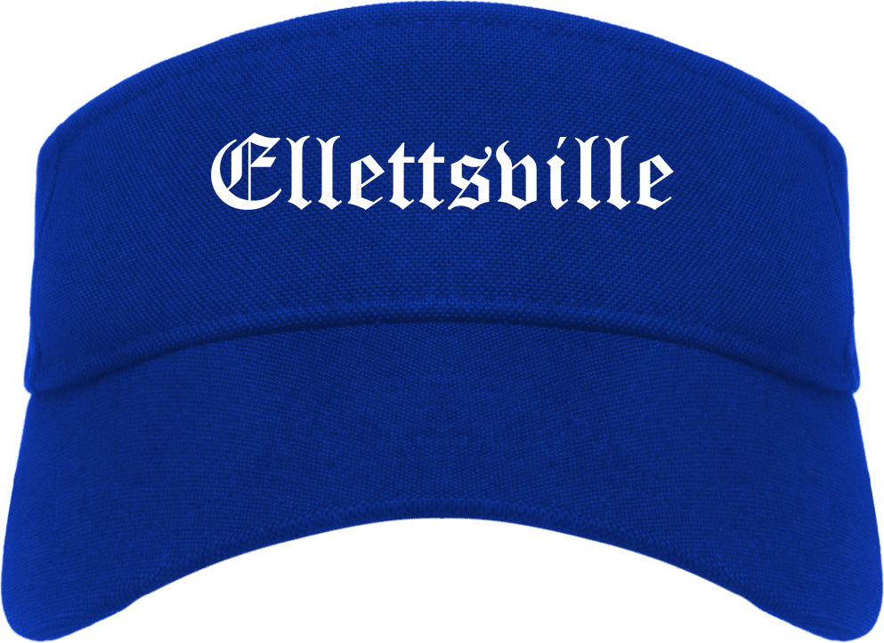 Ellettsville Indiana IN Old English Mens Visor Cap Hat Royal Blue