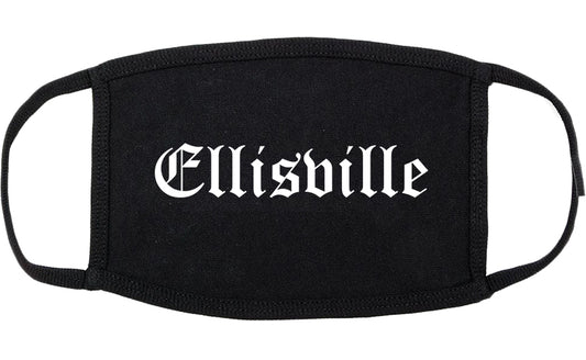 Ellisville Mississippi MS Old English Cotton Face Mask Black