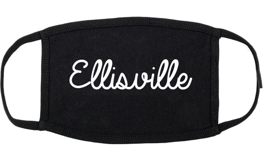 Ellisville Mississippi MS Script Cotton Face Mask Black