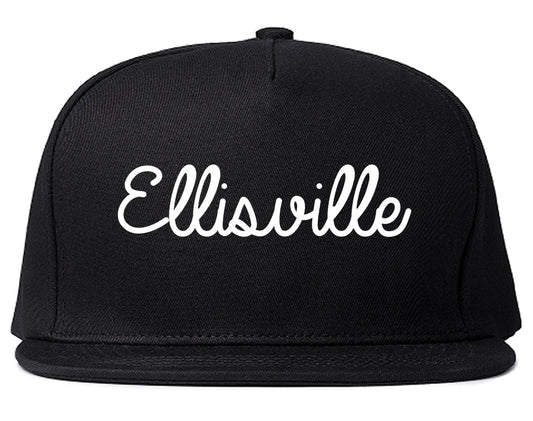 Ellisville Mississippi MS Script Mens Snapback Hat Black