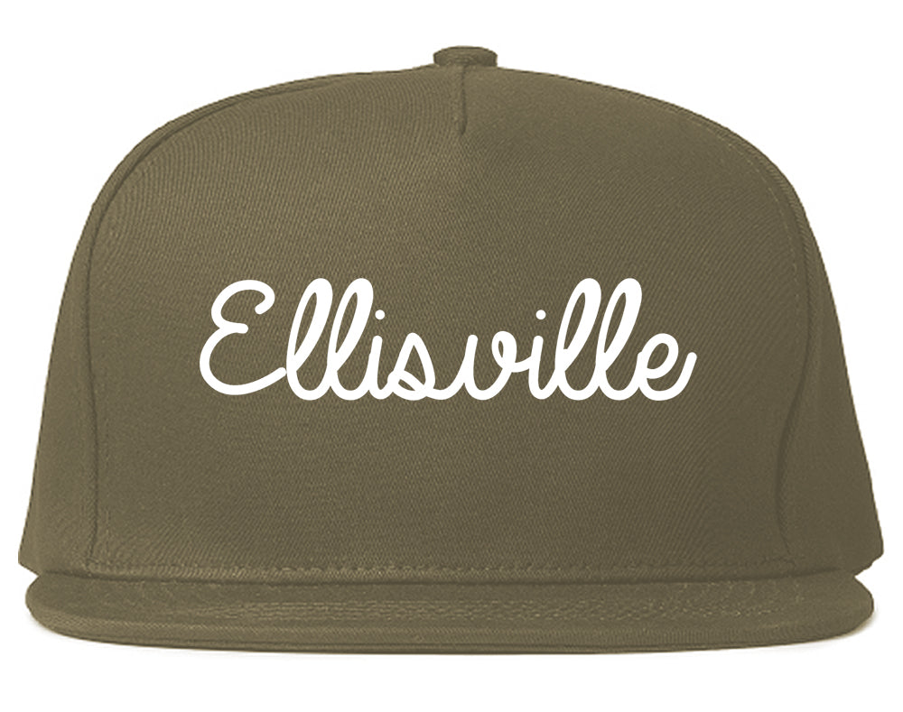 Ellisville Mississippi MS Script Mens Snapback Hat Grey