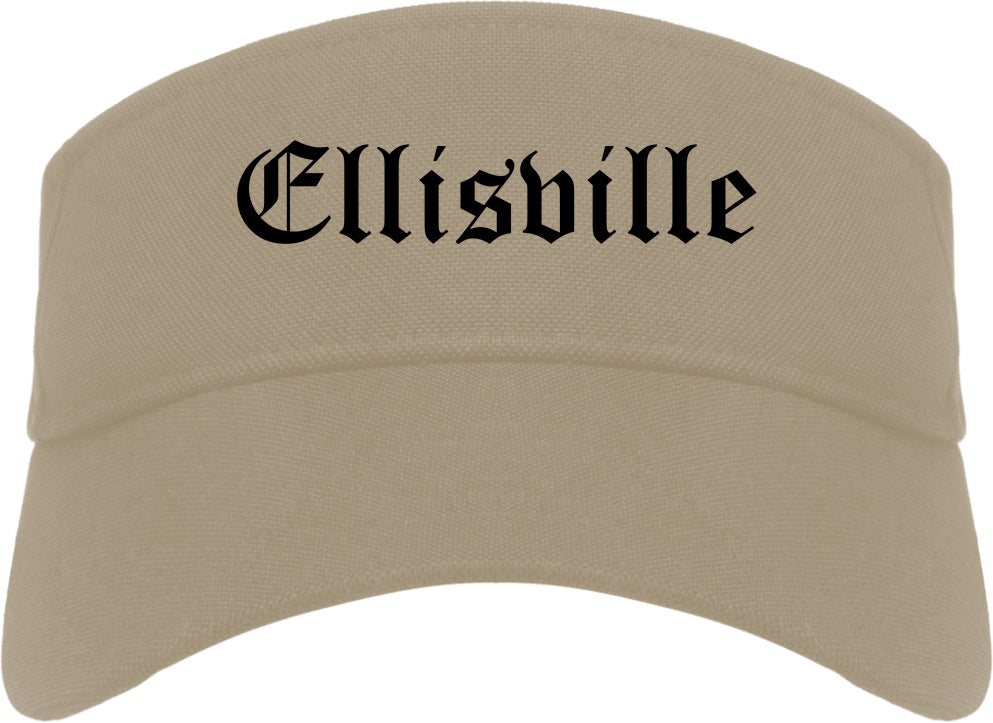 Ellisville Mississippi MS Old English Mens Visor Cap Hat Khaki