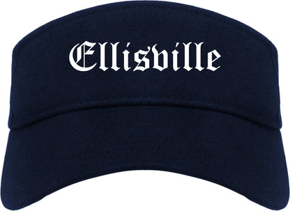 Ellisville Mississippi MS Old English Mens Visor Cap Hat Navy Blue