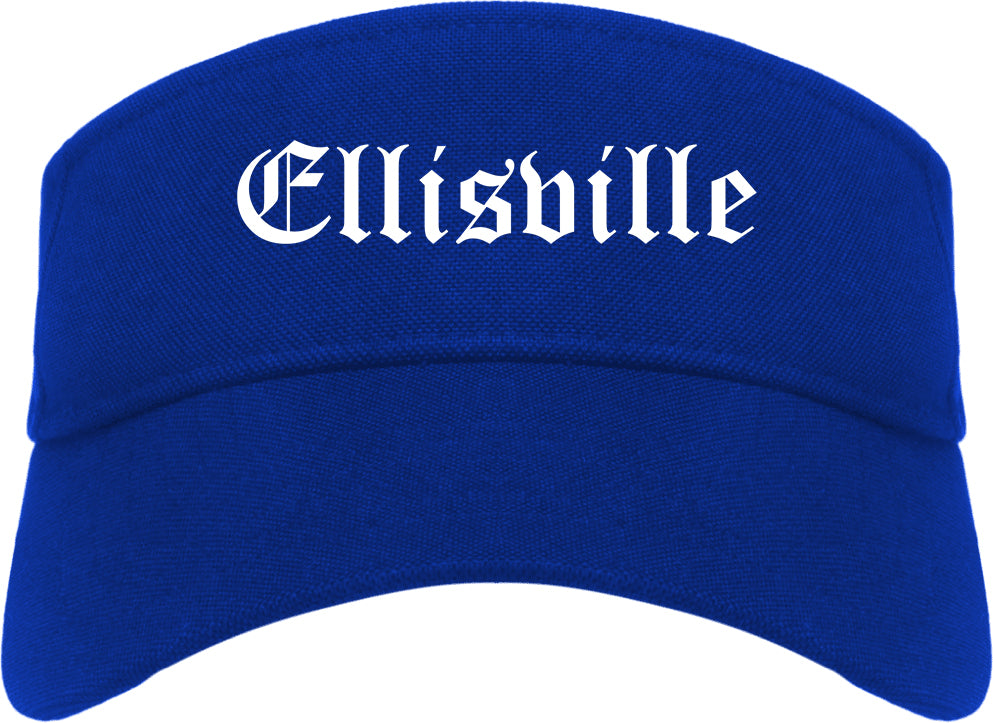Ellisville Mississippi MS Old English Mens Visor Cap Hat Royal Blue