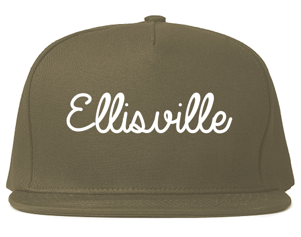 Ellisville Missouri MO Script Mens Snapback Hat Grey