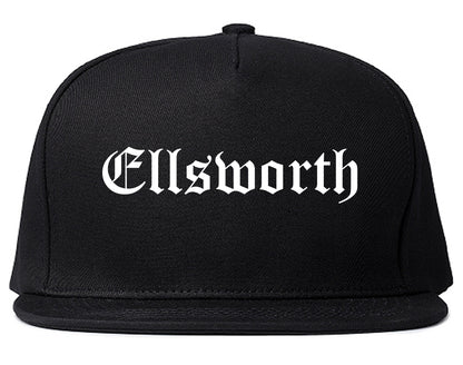 Ellsworth Maine ME Old English Mens Snapback Hat Black