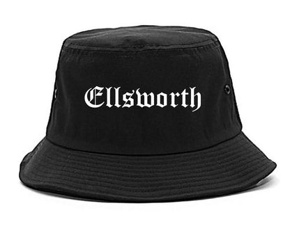 Ellsworth Maine ME Old English Mens Bucket Hat Black