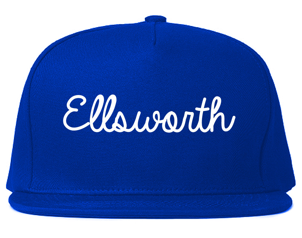 Ellsworth Maine ME Script Mens Snapback Hat Royal Blue