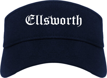 Ellsworth Maine ME Old English Mens Visor Cap Hat Navy Blue