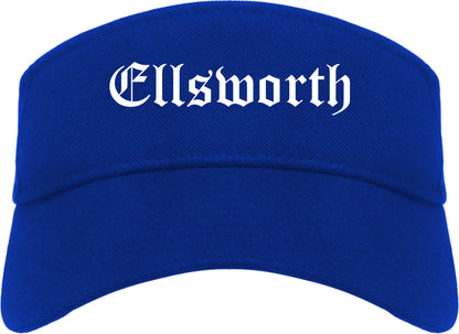 Ellsworth Maine ME Old English Mens Visor Cap Hat Royal Blue