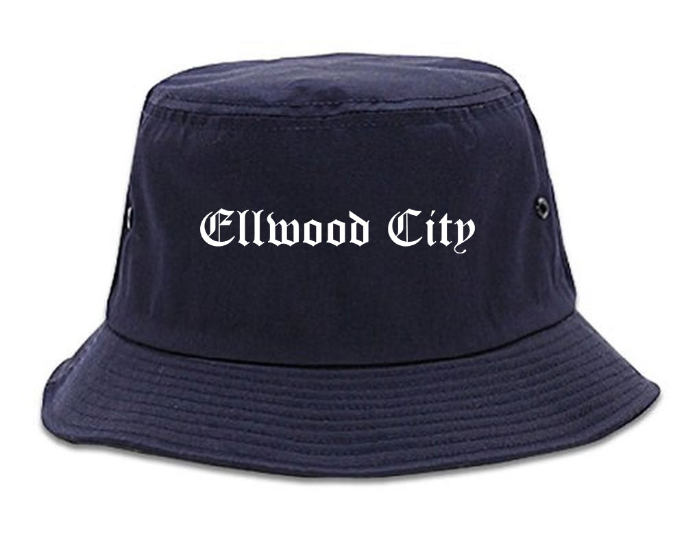Ellwood City Pennsylvania PA Old English Mens Bucket Hat Navy Blue