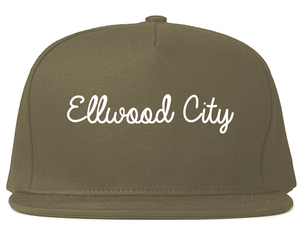 Ellwood City Pennsylvania PA Script Mens Snapback Hat Grey