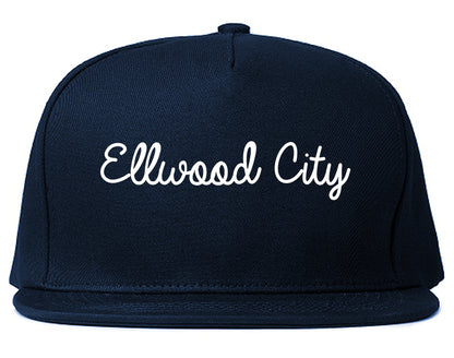 Ellwood City Pennsylvania PA Script Mens Snapback Hat Navy Blue
