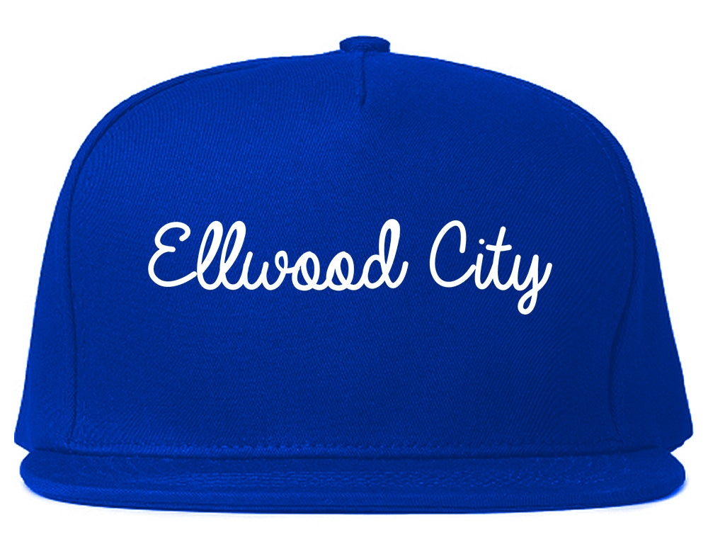 Ellwood City Pennsylvania PA Script Mens Snapback Hat Royal Blue