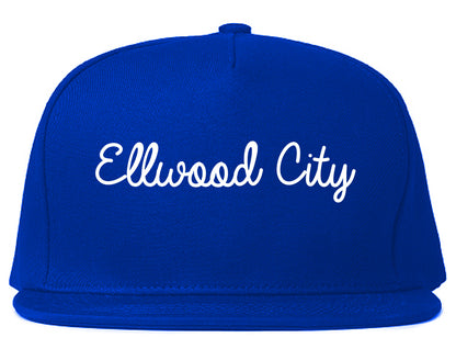 Ellwood City Pennsylvania PA Script Mens Snapback Hat Royal Blue