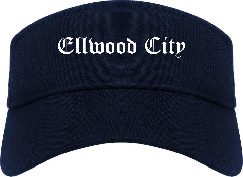 Ellwood City Pennsylvania PA Old English Mens Visor Cap Hat Navy Blue