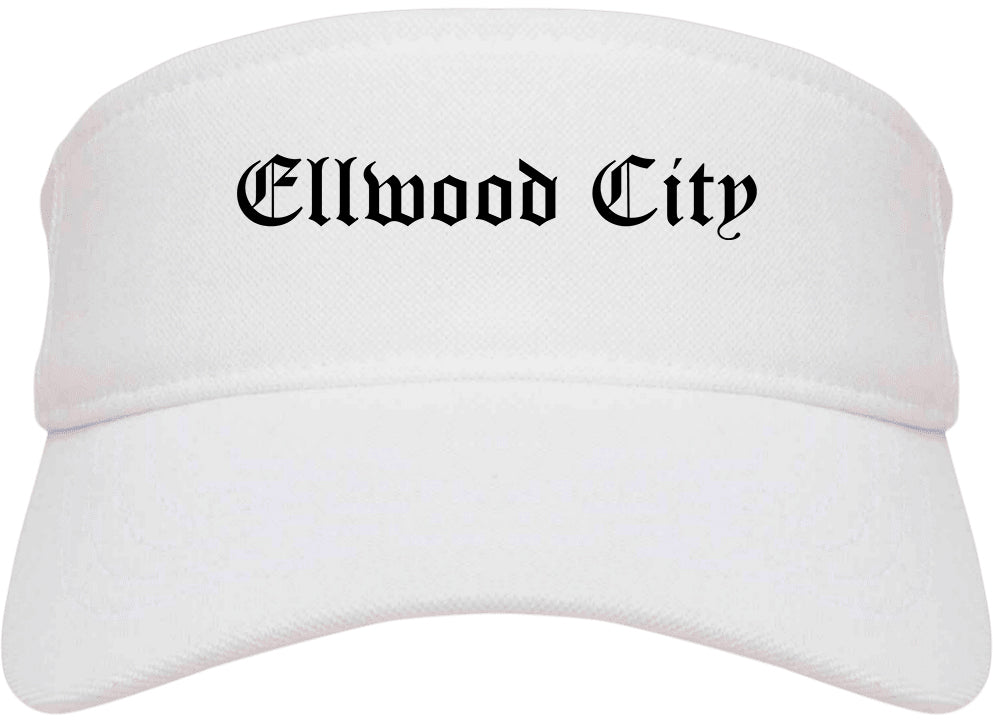 Ellwood City Pennsylvania PA Old English Mens Visor Cap Hat White