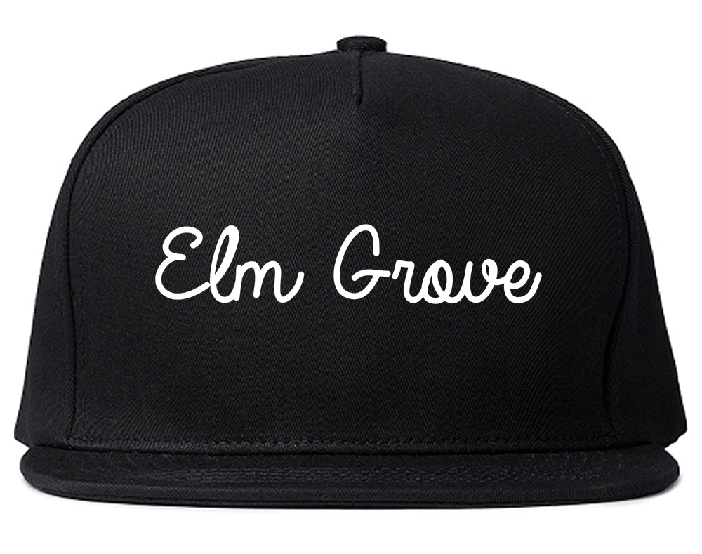 Elm Grove Wisconsin WI Script Mens Snapback Hat Black