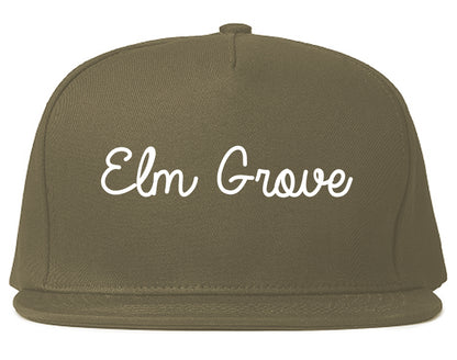 Elm Grove Wisconsin WI Script Mens Snapback Hat Grey