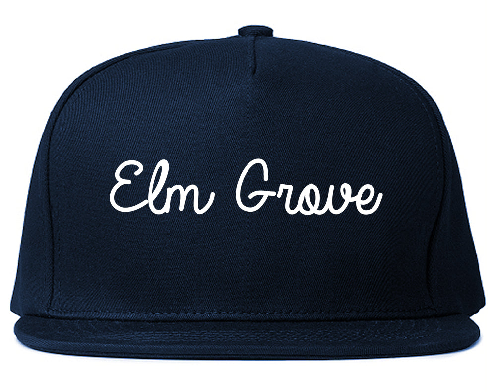 Elm Grove Wisconsin WI Script Mens Snapback Hat Navy Blue
