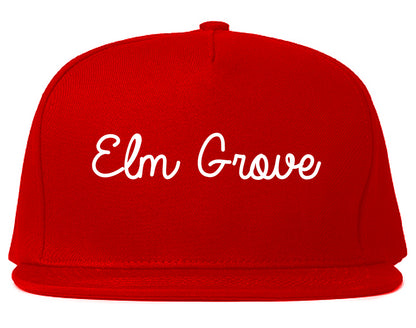 Elm Grove Wisconsin WI Script Mens Snapback Hat Red