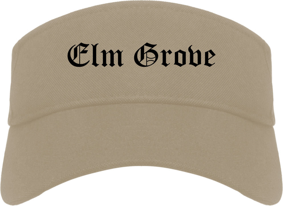 Elm Grove Wisconsin WI Old English Mens Visor Cap Hat Khaki
