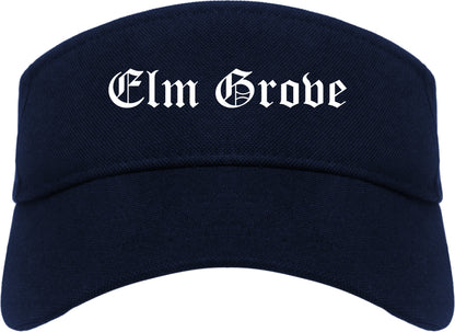 Elm Grove Wisconsin WI Old English Mens Visor Cap Hat Navy Blue