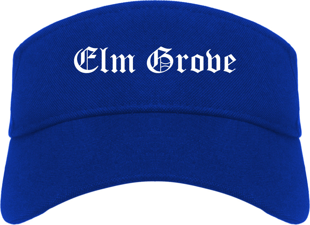 Elm Grove Wisconsin WI Old English Mens Visor Cap Hat Royal Blue