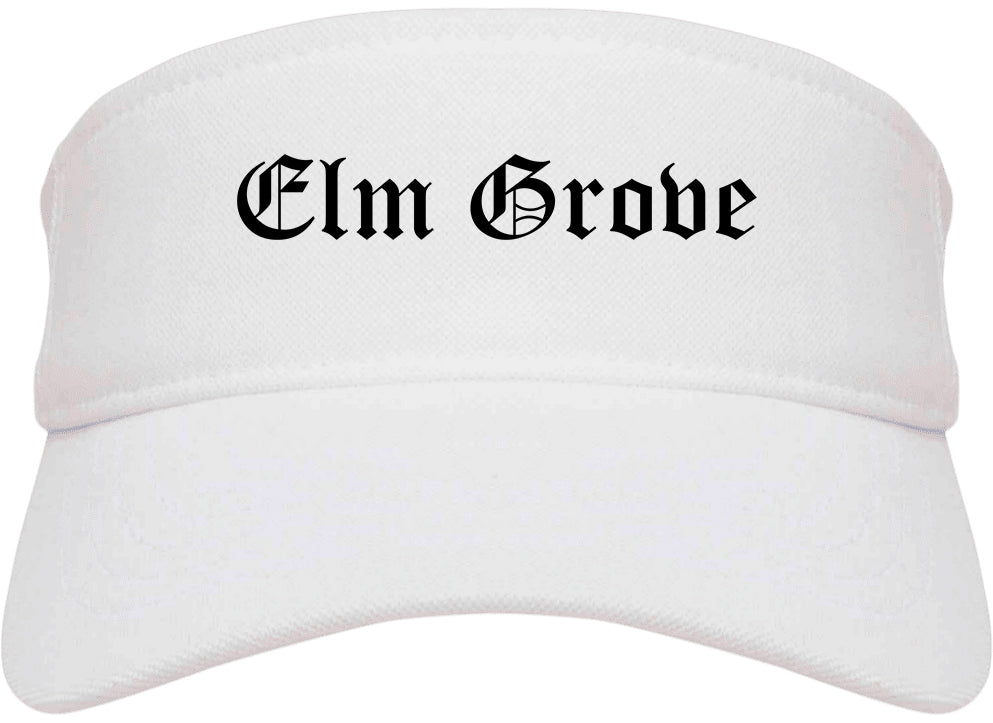 Elm Grove Wisconsin WI Old English Mens Visor Cap Hat White