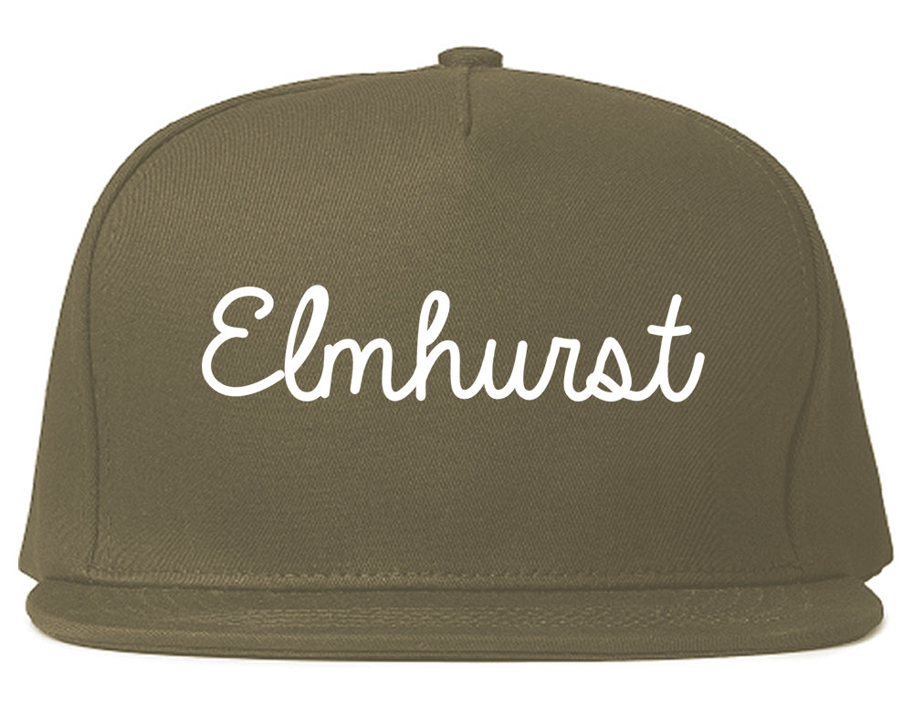 Elmhurst Illinois IL Script Mens Snapback Hat Grey