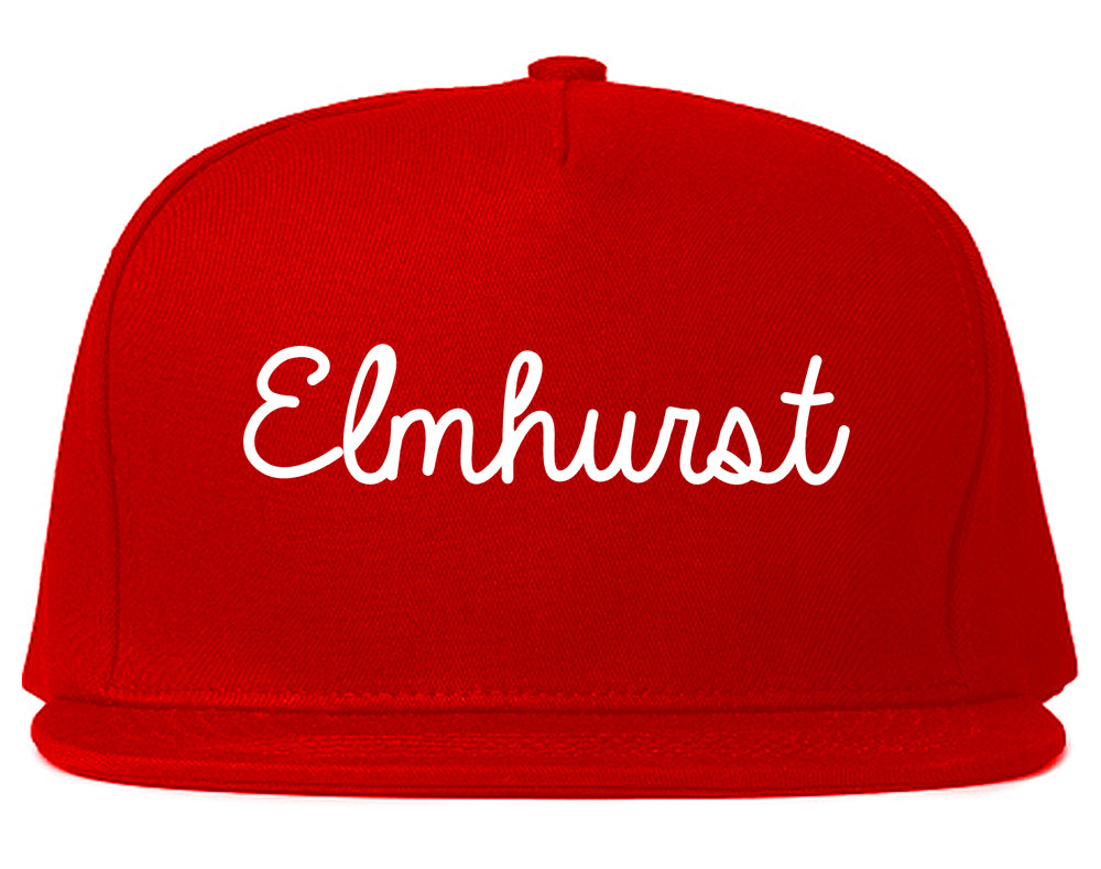 Elmhurst Illinois IL Script Mens Snapback Hat Red