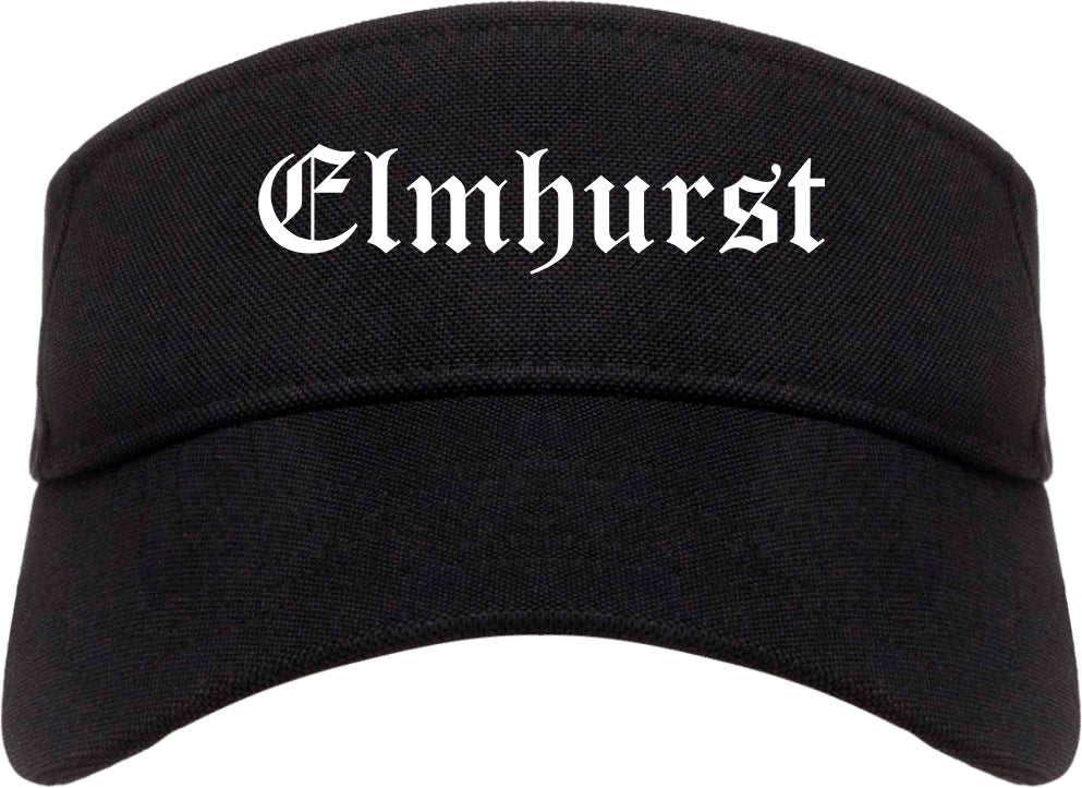 Elmhurst Illinois IL Old English Mens Visor Cap Hat Black