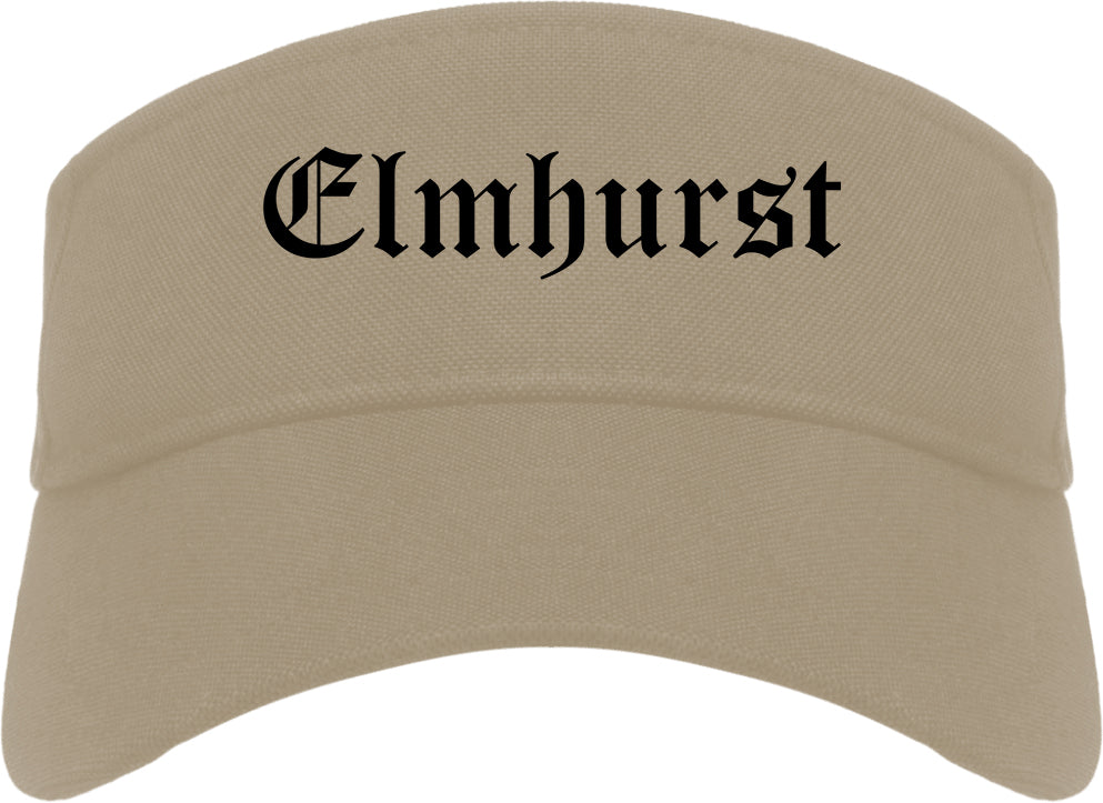Elmhurst Illinois IL Old English Mens Visor Cap Hat Khaki