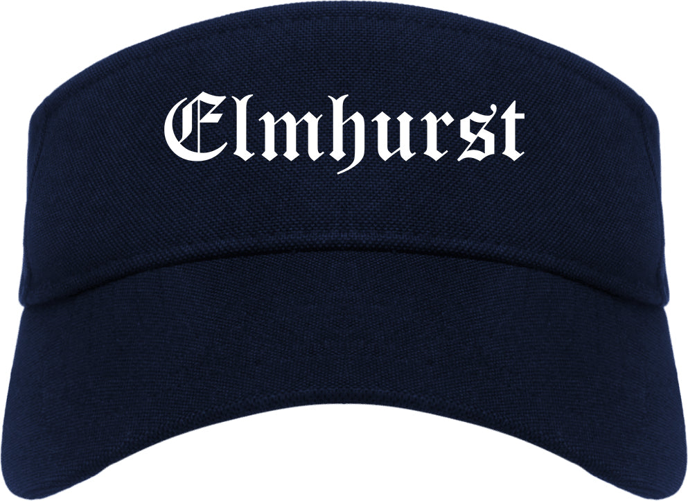 Elmhurst Illinois IL Old English Mens Visor Cap Hat Navy Blue