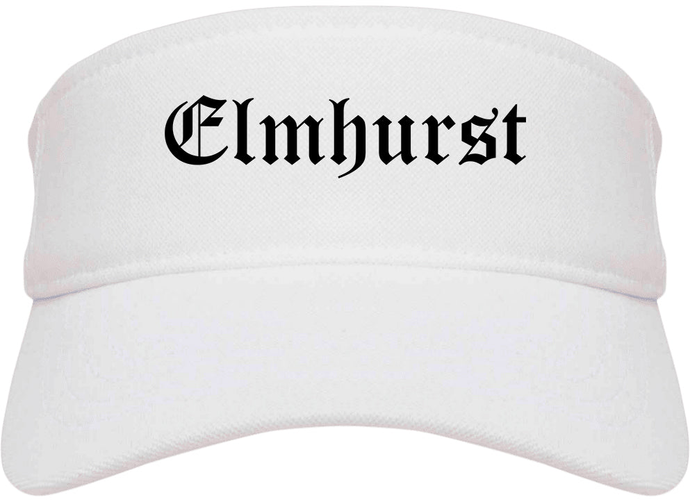 Elmhurst Illinois IL Old English Mens Visor Cap Hat White