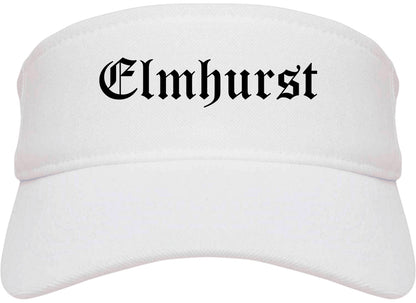 Elmhurst Illinois IL Old English Mens Visor Cap Hat White