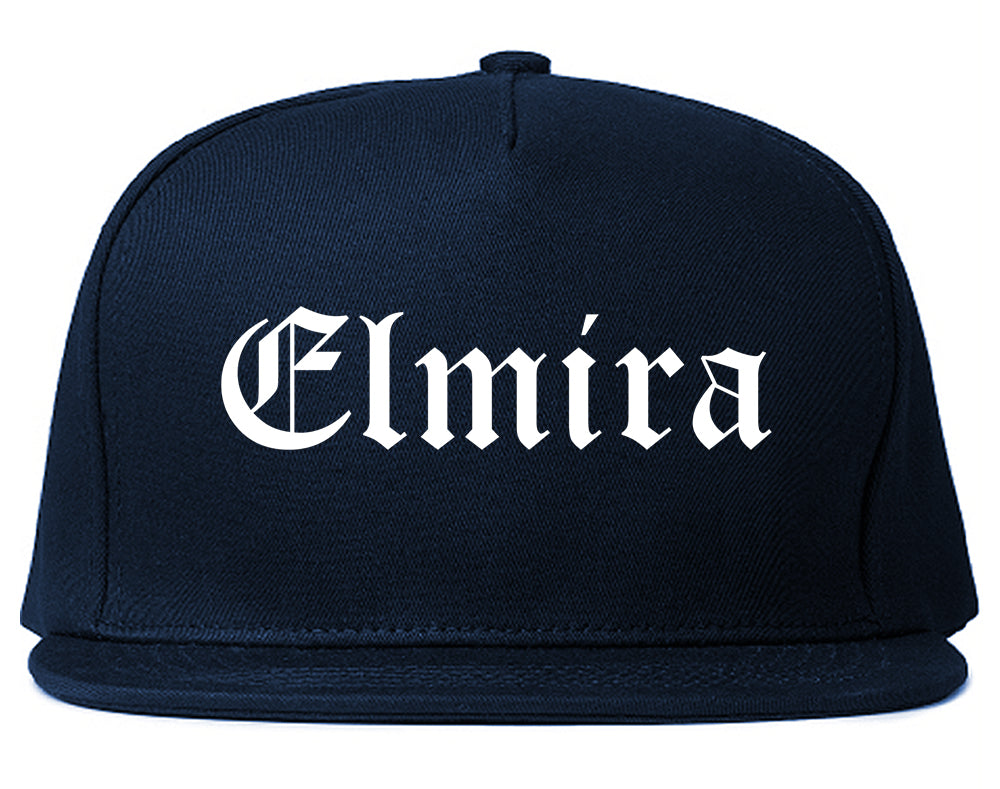 Elmira New York NY Old English Mens Snapback Hat Navy Blue