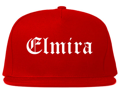 Elmira New York NY Old English Mens Snapback Hat Red