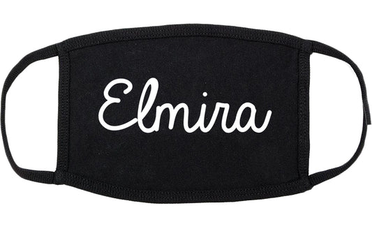 Elmira New York NY Script Cotton Face Mask Black