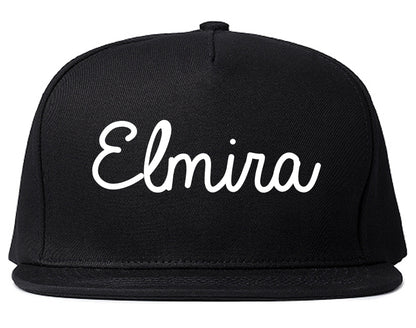 Elmira New York NY Script Mens Snapback Hat Black