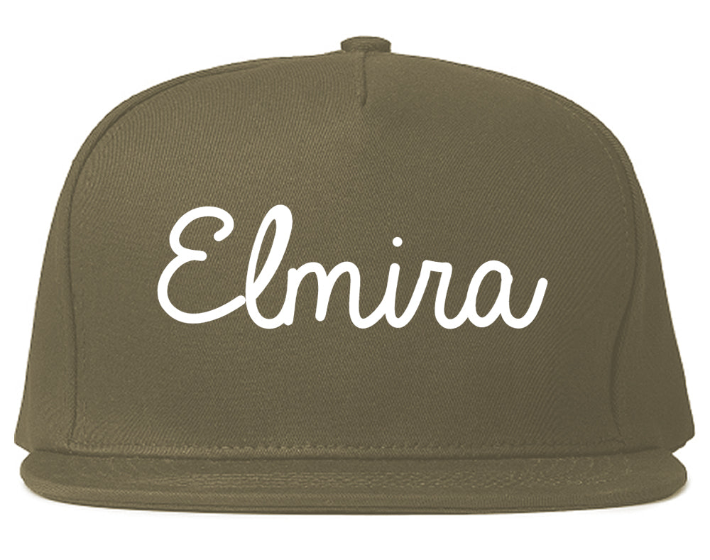 Elmira New York NY Script Mens Snapback Hat Grey