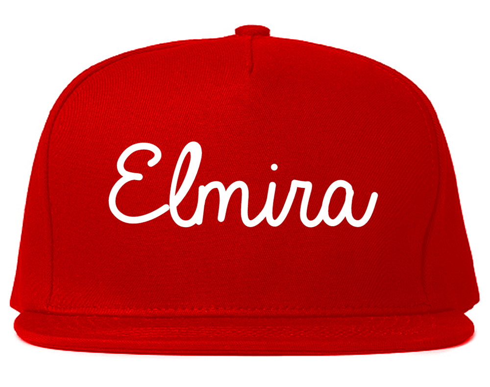 Elmira New York NY Script Mens Snapback Hat Red