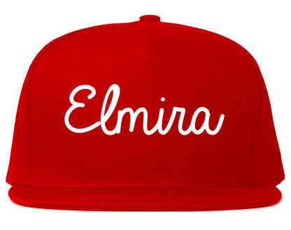 Elmira New York NY Script Mens Snapback Hat Red