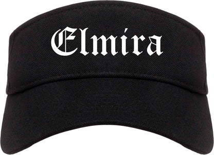 Elmira New York NY Old English Mens Visor Cap Hat Black