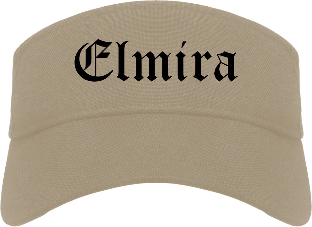 Elmira New York NY Old English Mens Visor Cap Hat Khaki